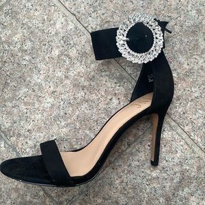 NEW INC Black Stiletto Heel with Crystal Embellishment
